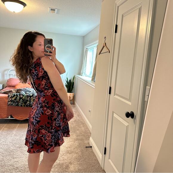 Rebecca Taylor Blue Red Floral Silk Mini Dress 4 - Picture 3 of 16